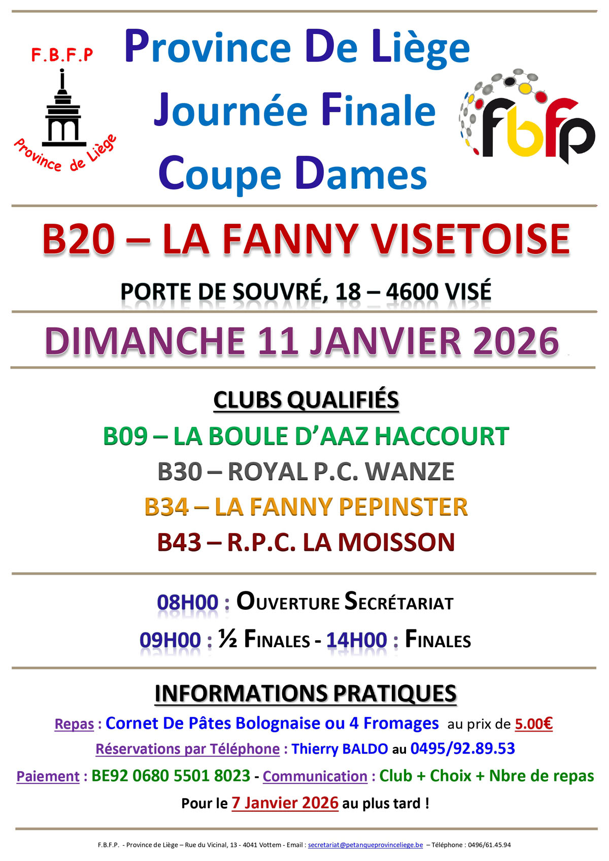 Affiche Coupe DAMES Journee Finale A    2025 2026