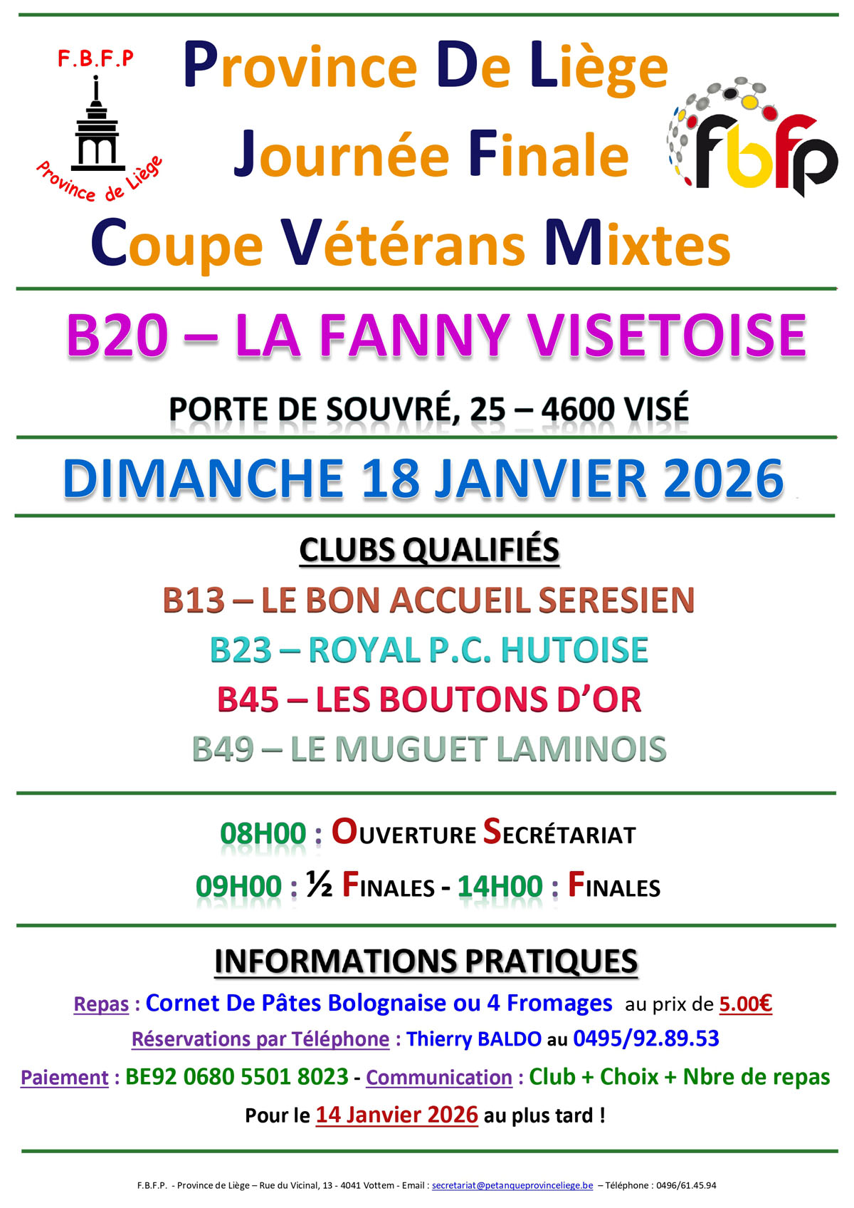 Affiche COUPE VETERANS MIXTES A   2025 2026